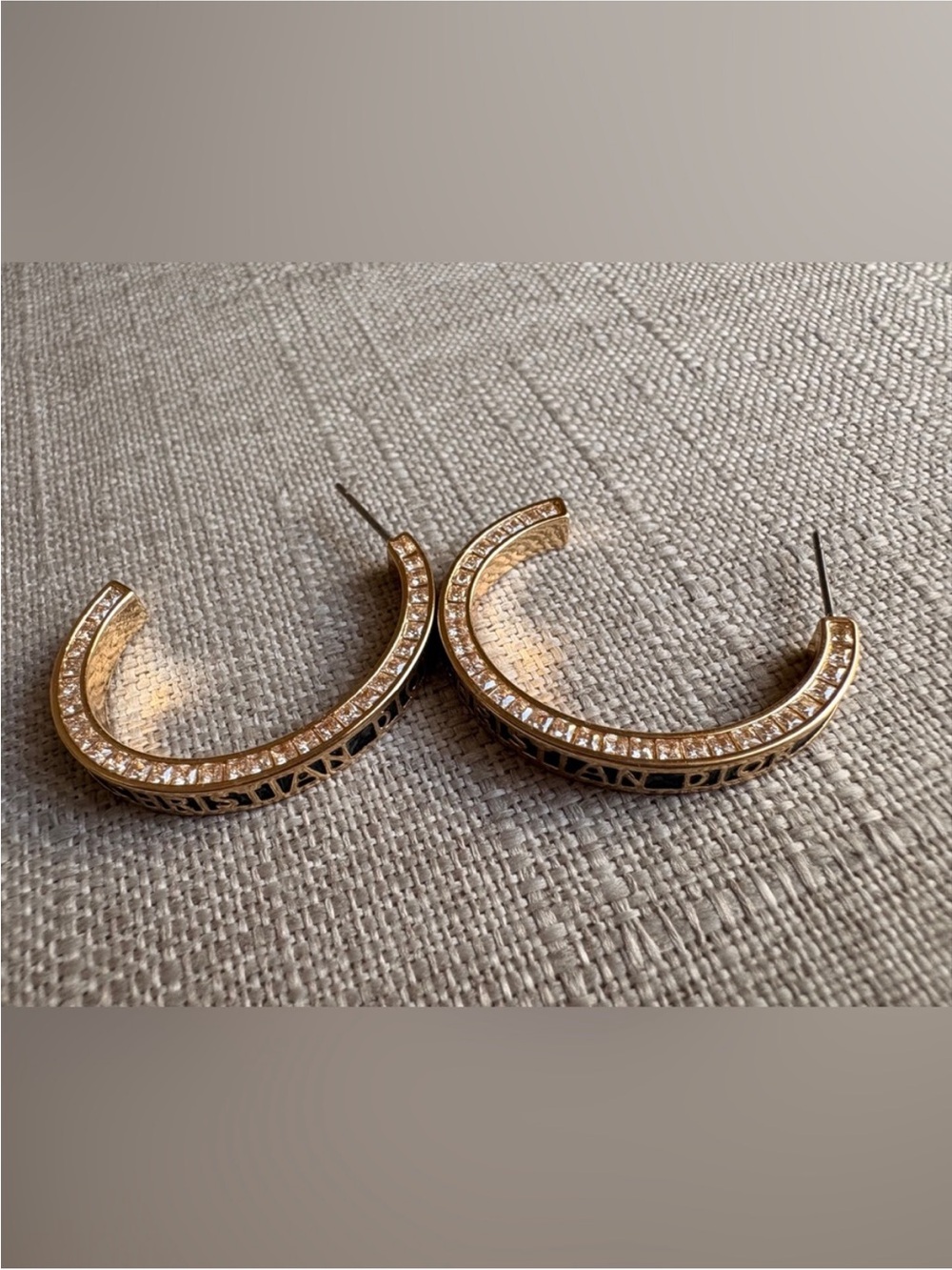 Dior Gold and Black Hoop Earrings